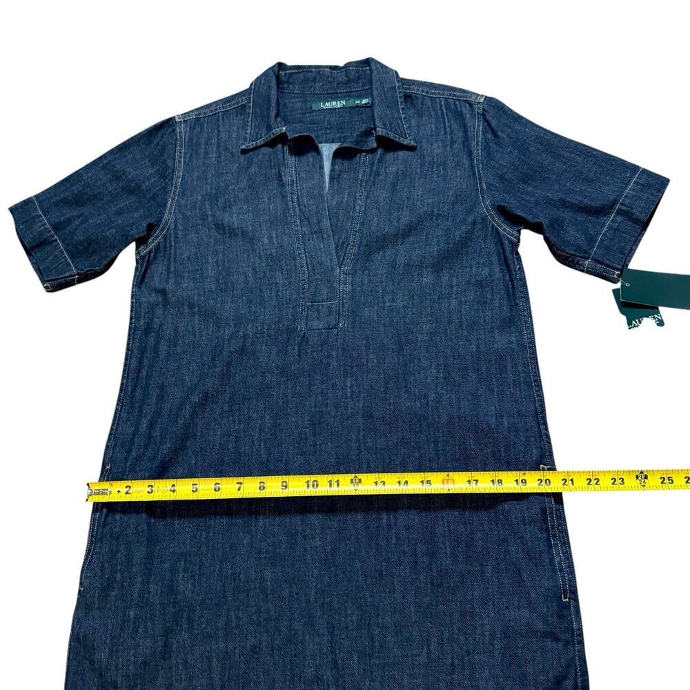 Lauren Ralph Lauren Denim Shift Johnny Collar Short Sleeve Shirt Dress Petite PM - Picture 9 of 15